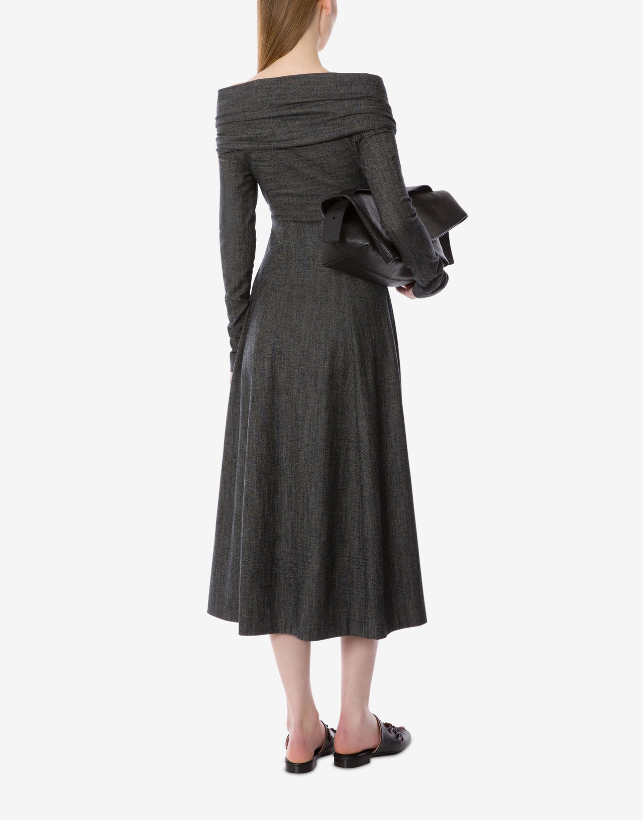 Stretch wool draped dress Grey Alberta Ferretti Boutique Online 3