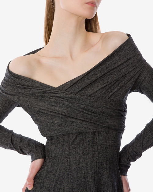 Stretch wool draped dress