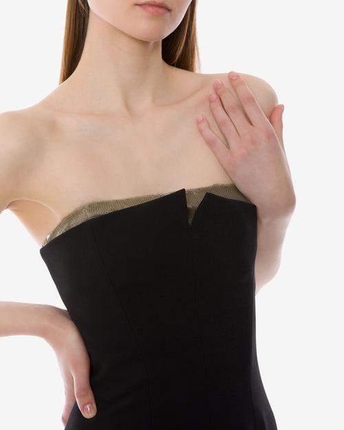 Sleeveless stretch cady evening dress