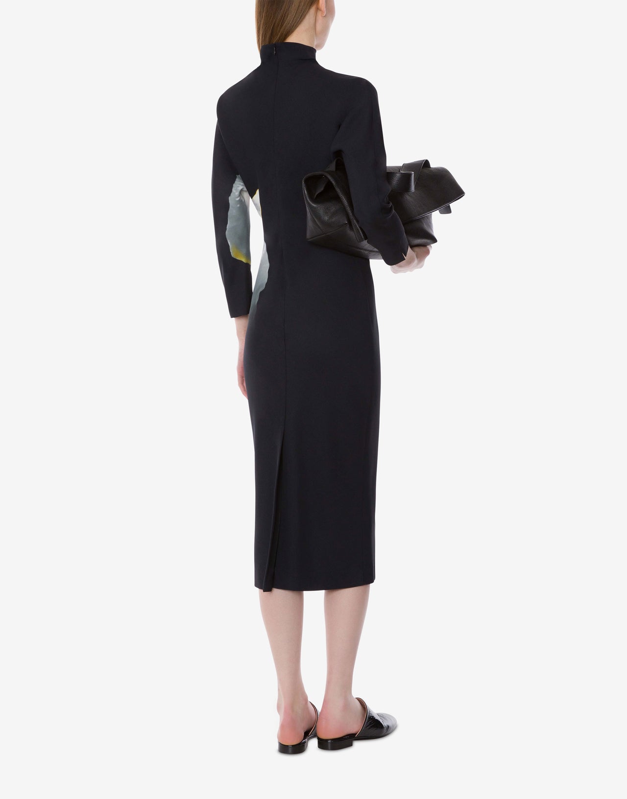 Orchid print long-sleeved midi dress Black Alberta Ferretti Boutique Online 3