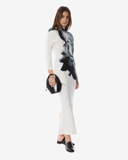Orchid print long-sleeved maxi dress White Alberta Ferretti Boutique Online 0