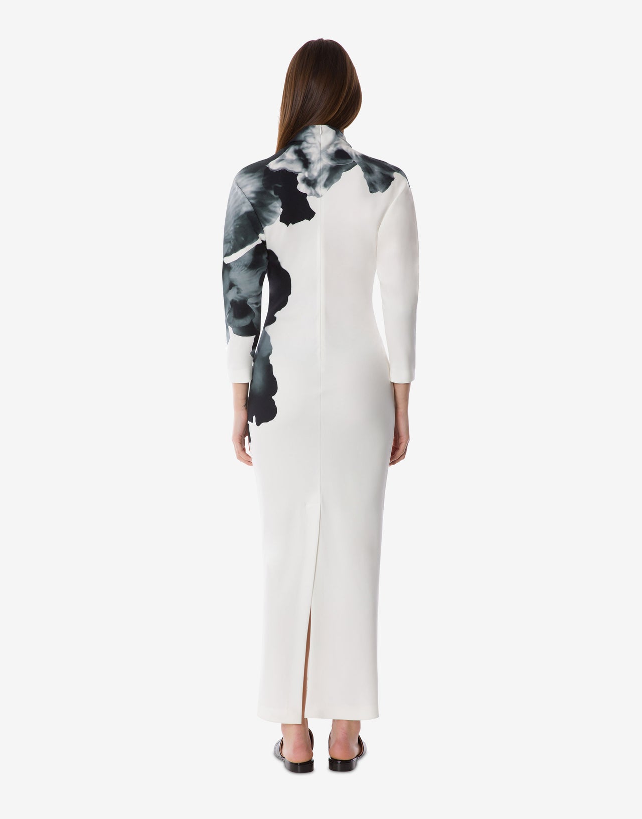 Orchid print long-sleeved maxi dress White Alberta Ferretti Boutique Online 2