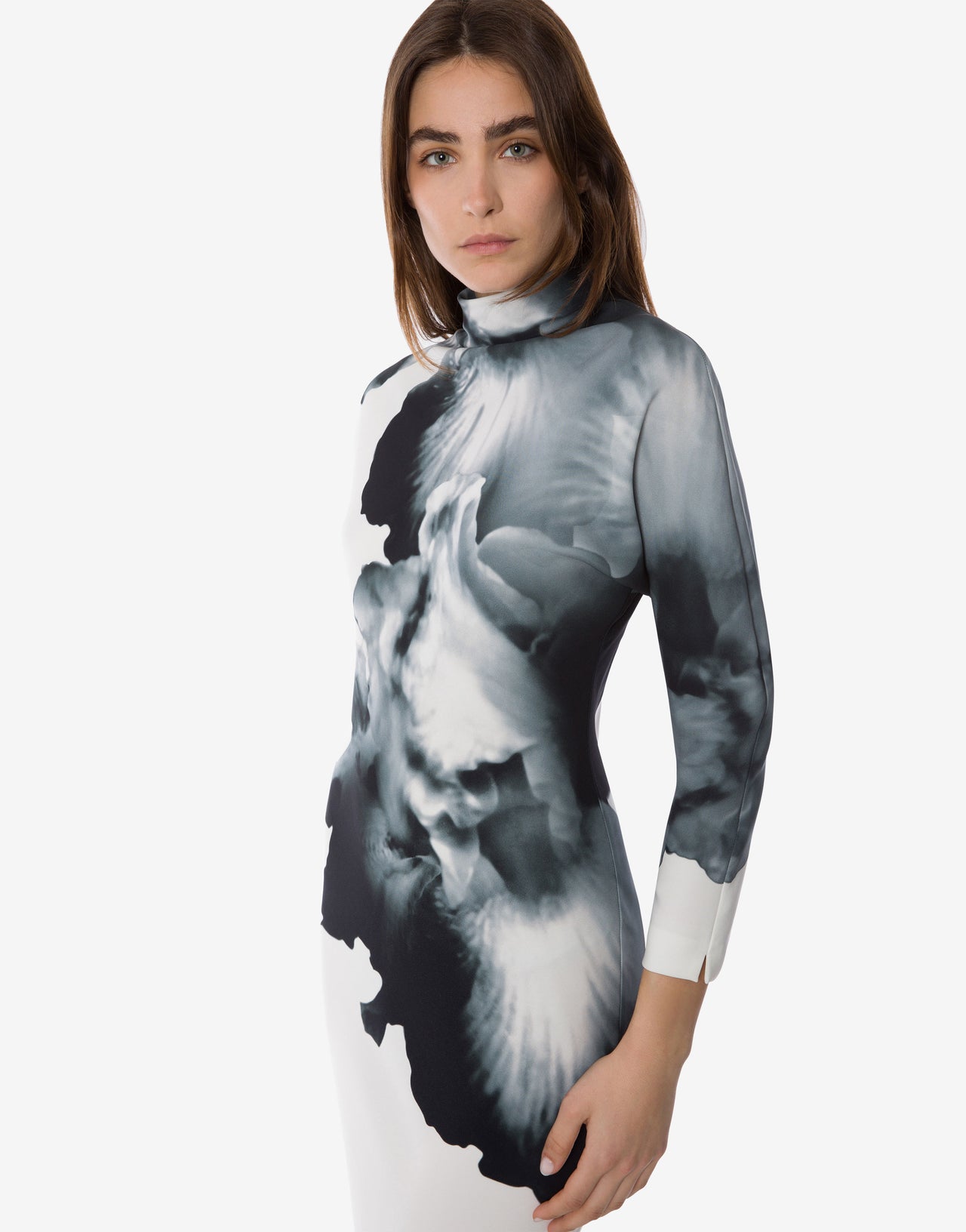 Orchid print long-sleeved maxi dress White Alberta Ferretti Boutique Online 3