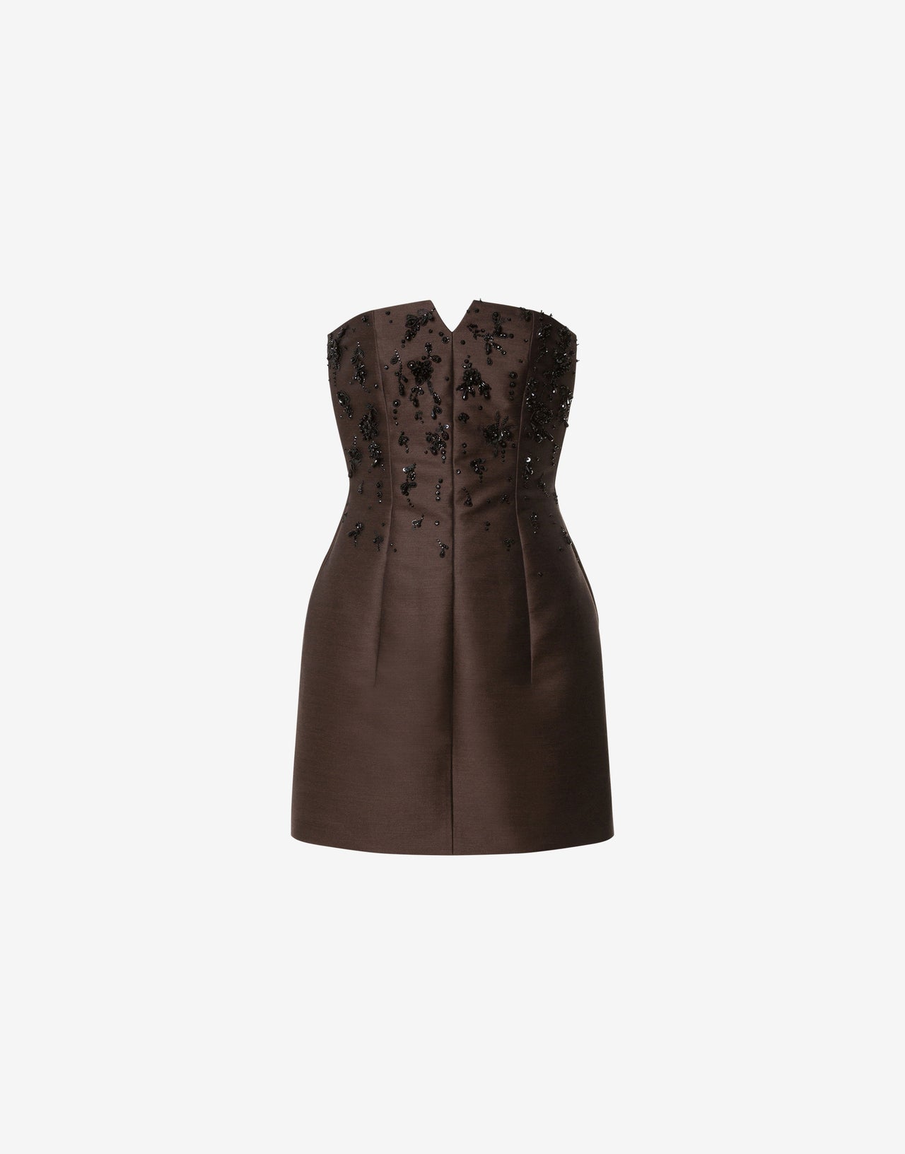Embroidered wool silk bustier mini dress Brown Alberta Ferretti Boutique Online 1