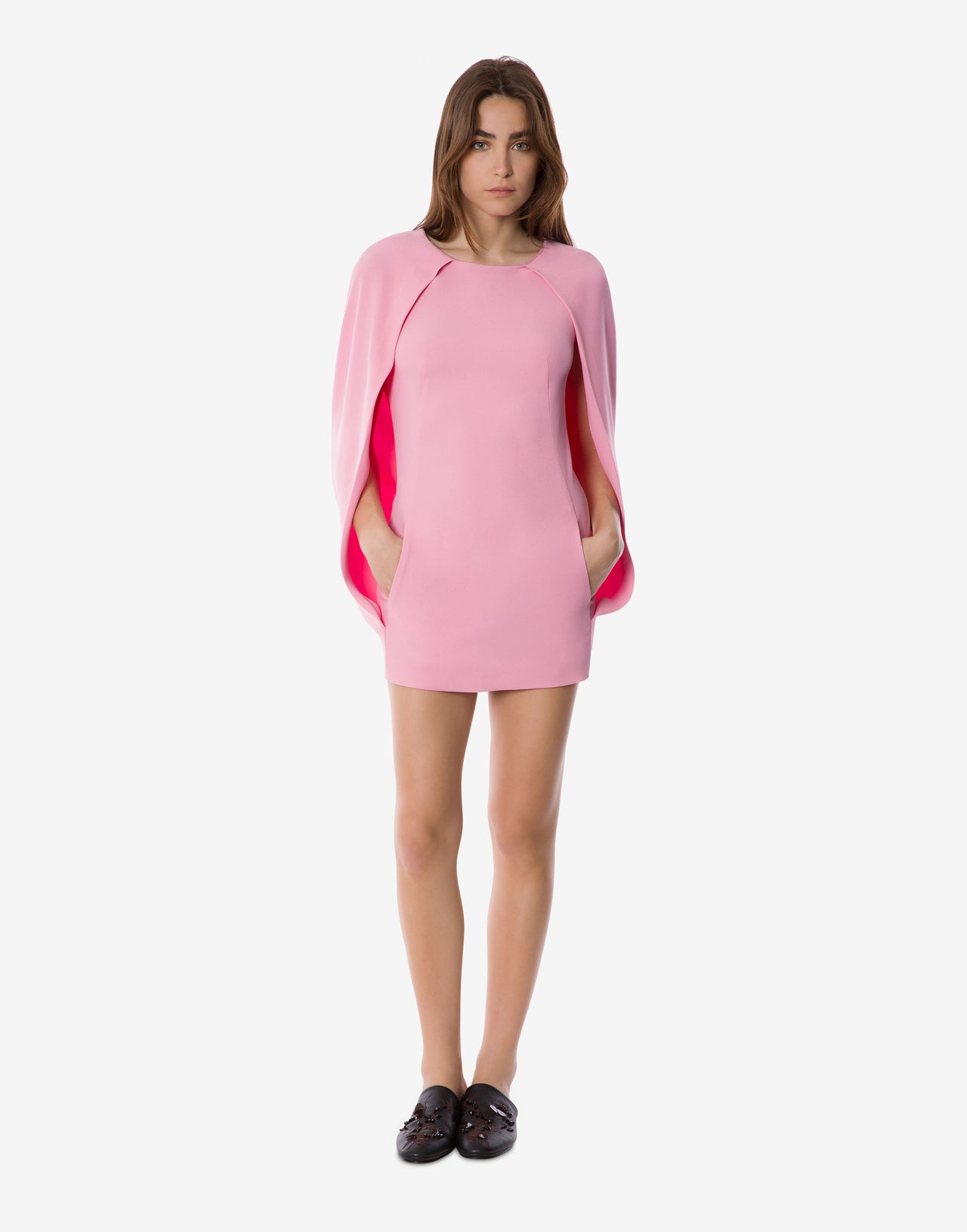 Mini abito a mantellina in cady stretch Rosa Alberta Ferretti Boutique Online 2