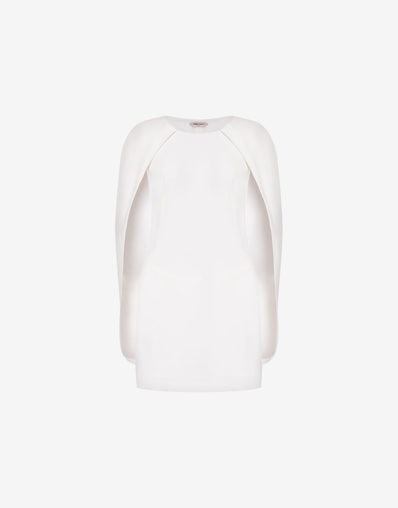 Mini robe cape en cady stretch Blanc Alberta Ferretti Boutique Online 1