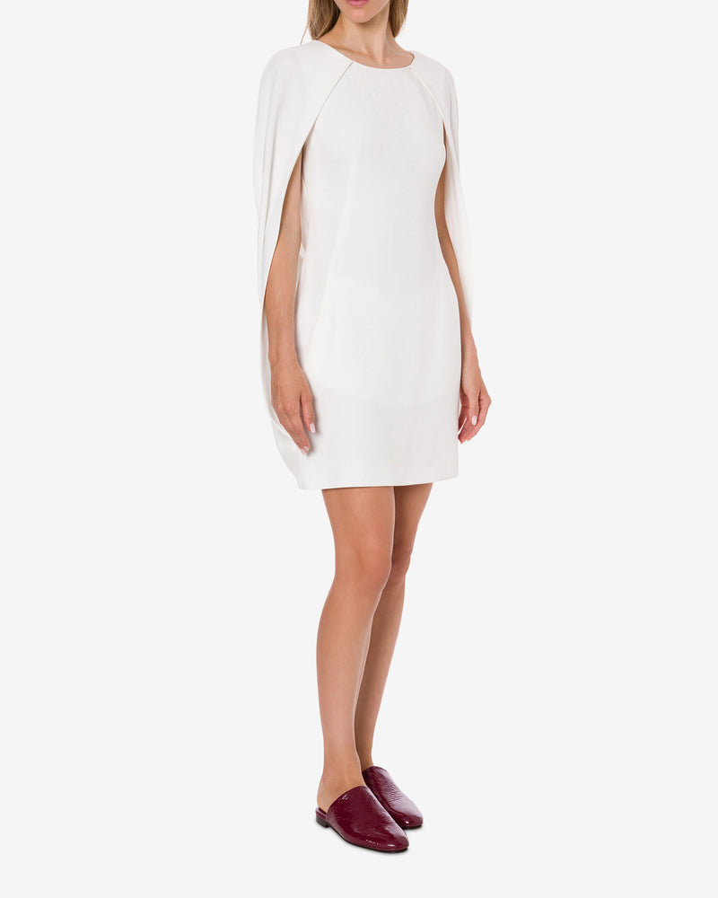 Stretch cady cape mini dress White Alberta Ferretti Boutique Online 1