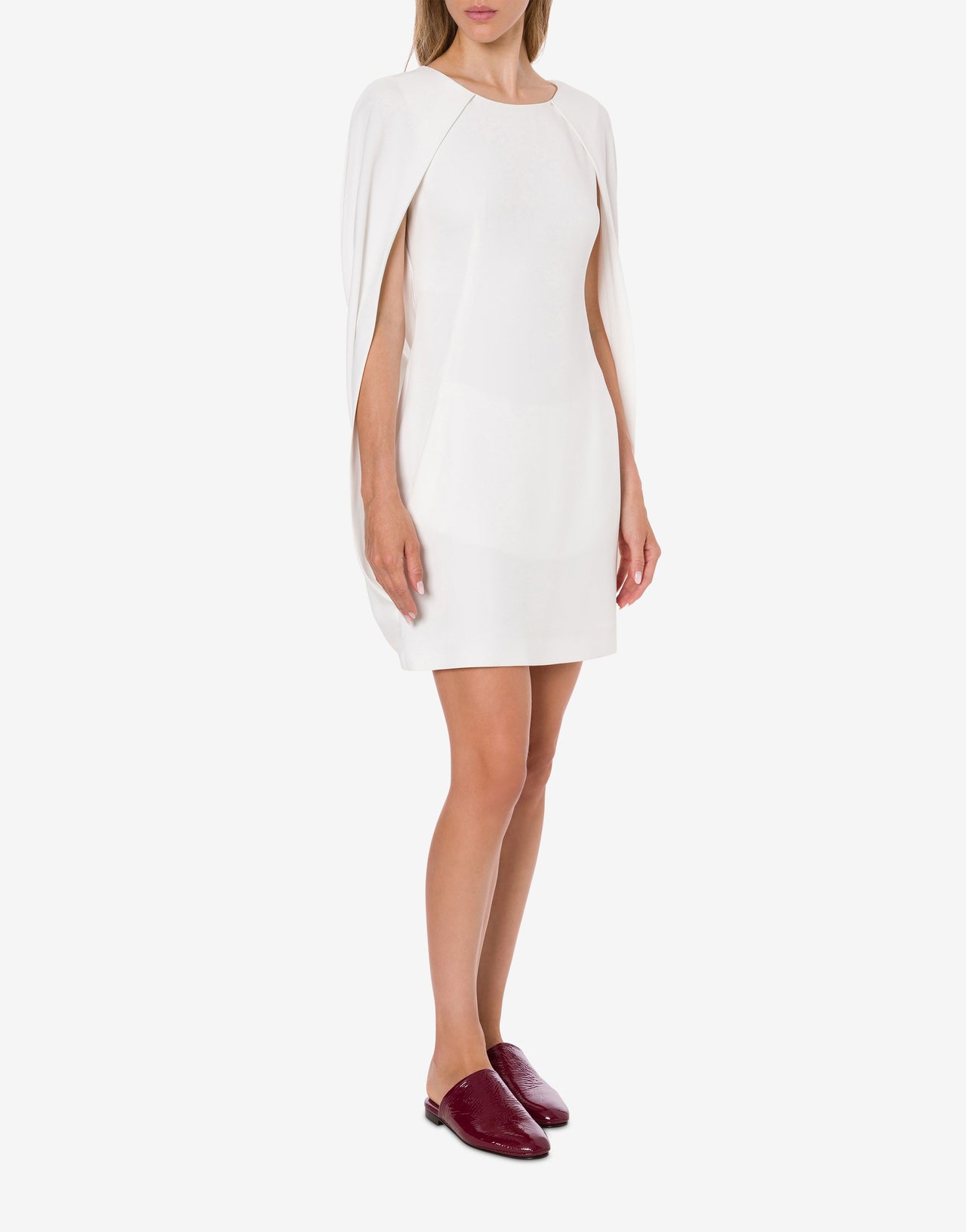 Mini robe cape en cady stretch Blanc Alberta Ferretti Boutique Online 2