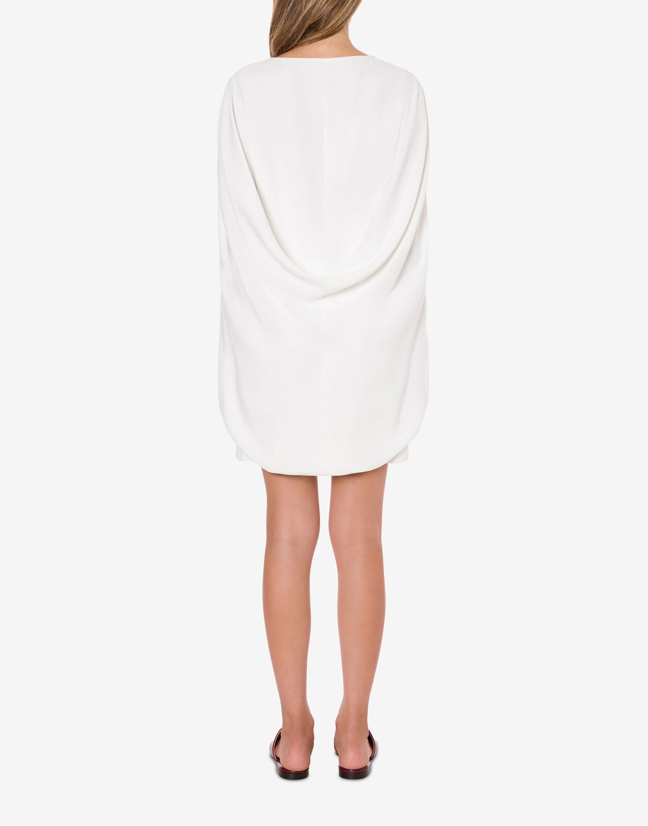 Mini robe cape en cady stretch Blanc Alberta Ferretti Boutique Online 3