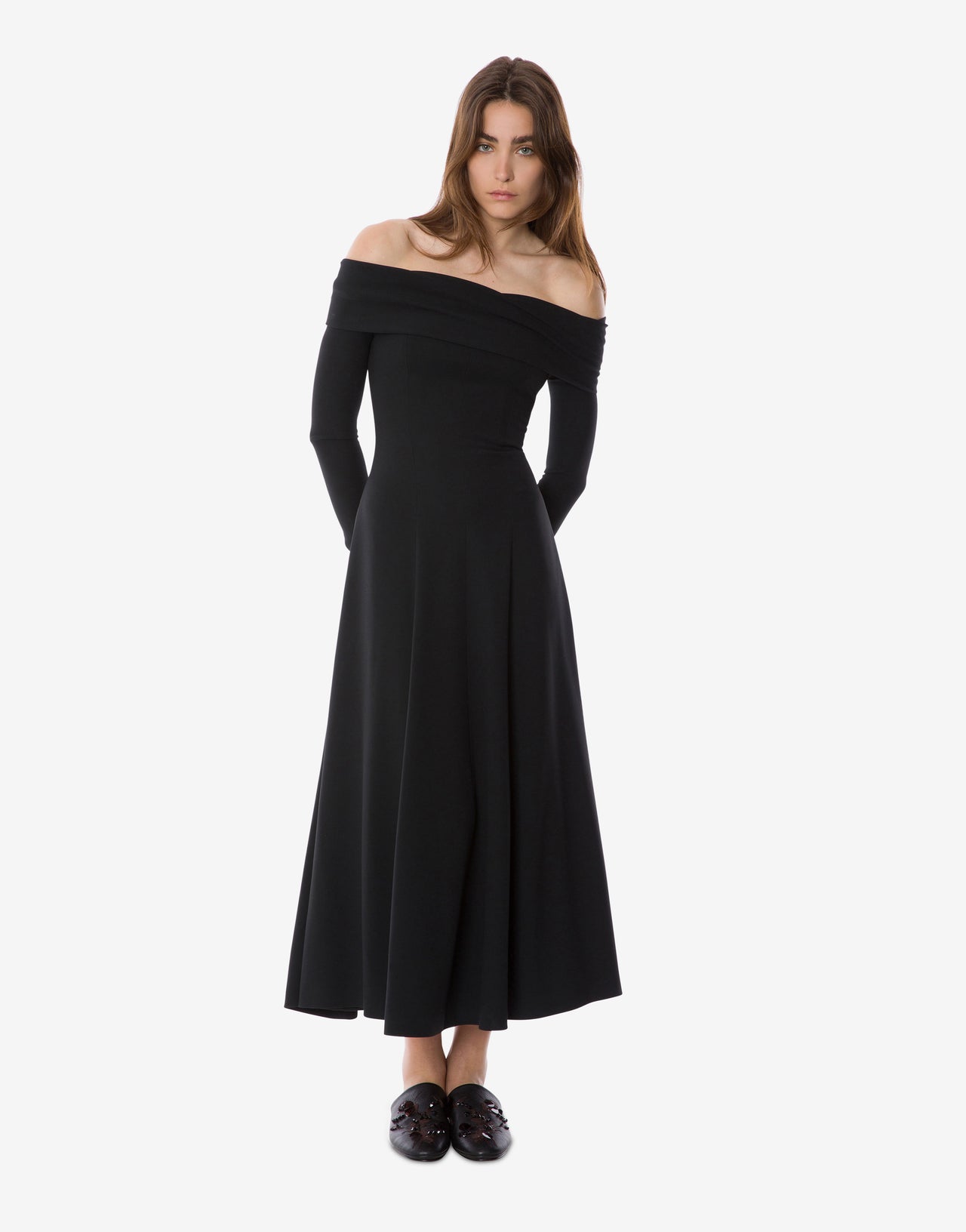 Off-the-shoulder evening dress Black Alberta Ferretti Boutique Online 1