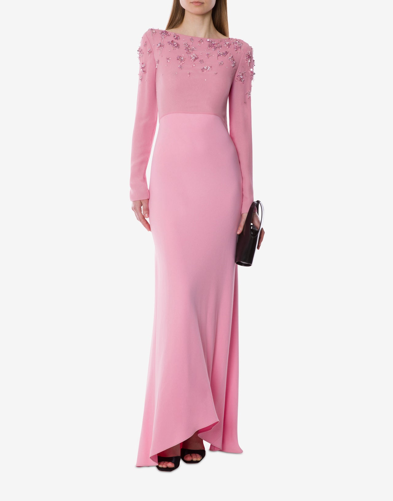 Vestido de noche de manga larga bordado Pink Alberta Ferretti Boutique Online 2