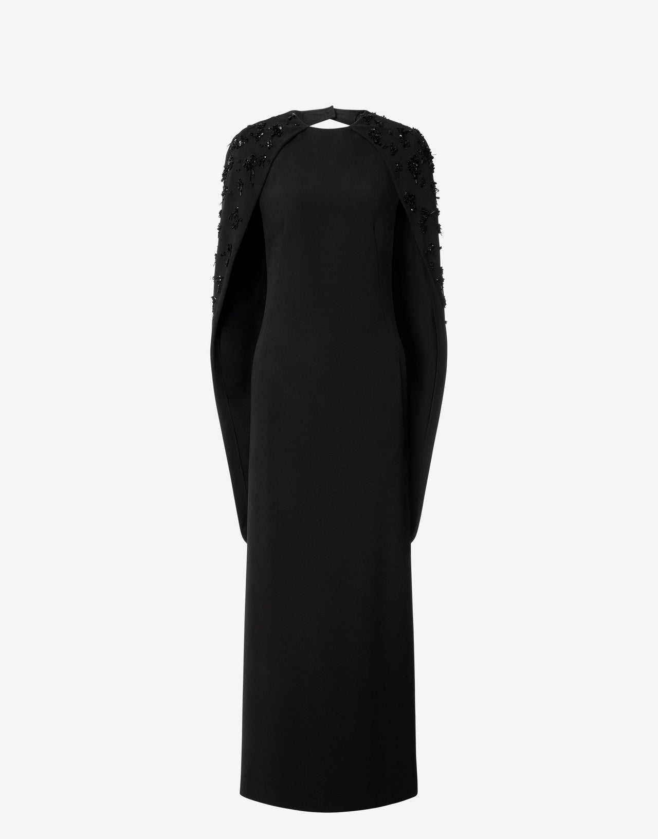 Robe cape en cady extensible brodée Noir Alberta Ferretti Boutique Online 4