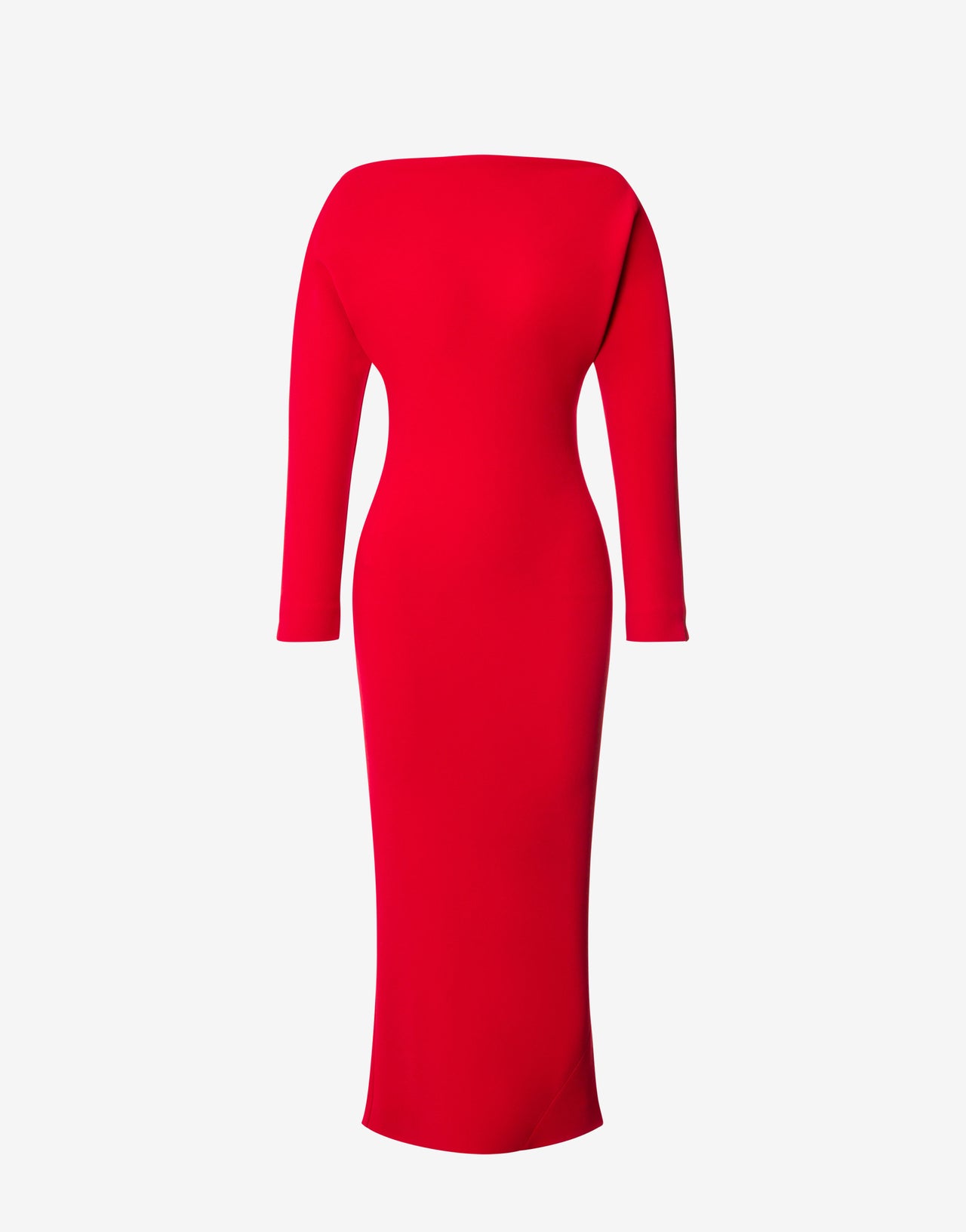 Boat neck stretch cady midi dress Red Alberta Ferretti Boutique Online 1