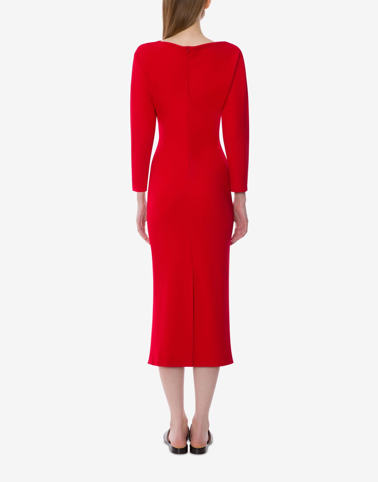Boat neck stretch cady midi dress Red Alberta Ferretti Boutique Online 3