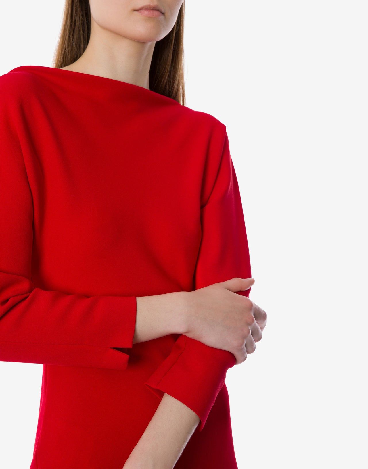 Boat neck stretch cady midi dress Red Alberta Ferretti Boutique Online 4
