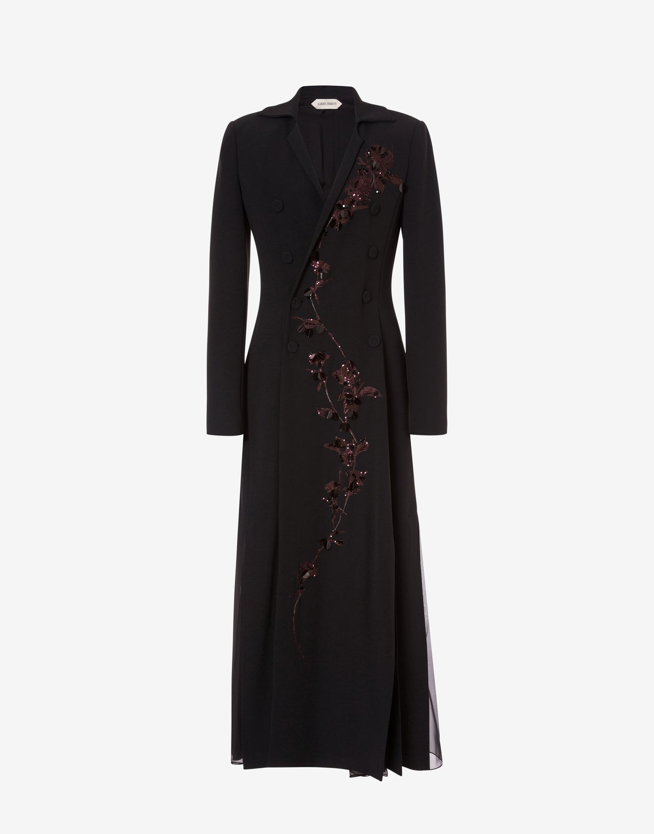 Stretch cady embroidered shirt dress Black Alberta Ferretti Boutique Online 1