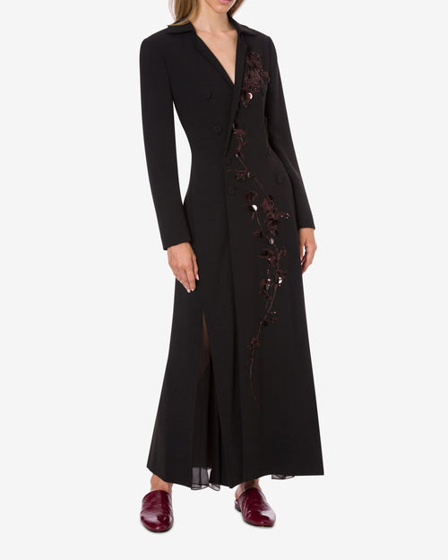 Stretch cady embroidered shirt dress Black Alberta Ferretti Boutique Online 1