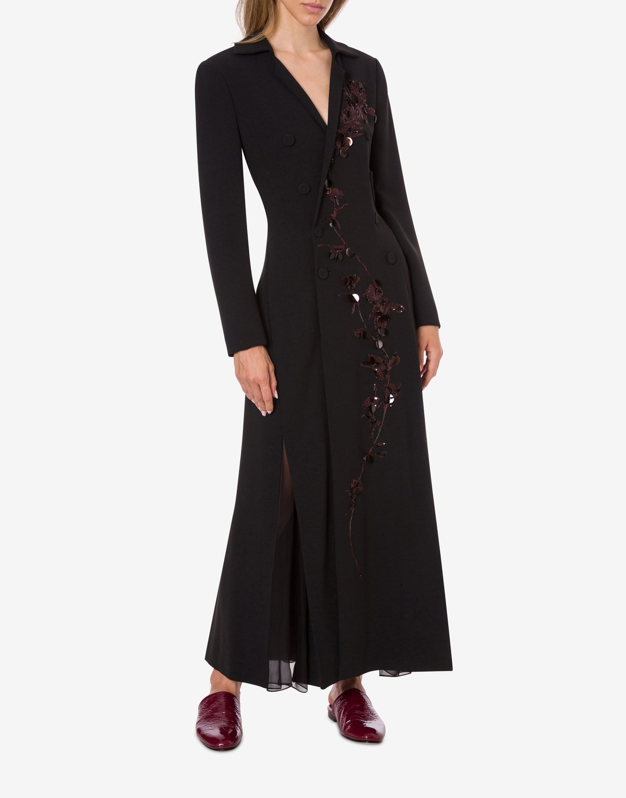 Stretch cady embroidered shirt dress Black Alberta Ferretti Boutique Online 2