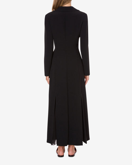 Stretch cady embroidered shirt dress