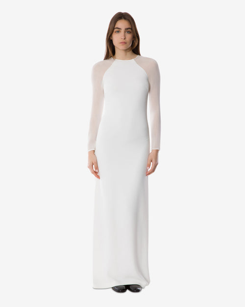 Fitted maxi dress with chiffon sleeves White Alberta Ferretti Boutique Online 0