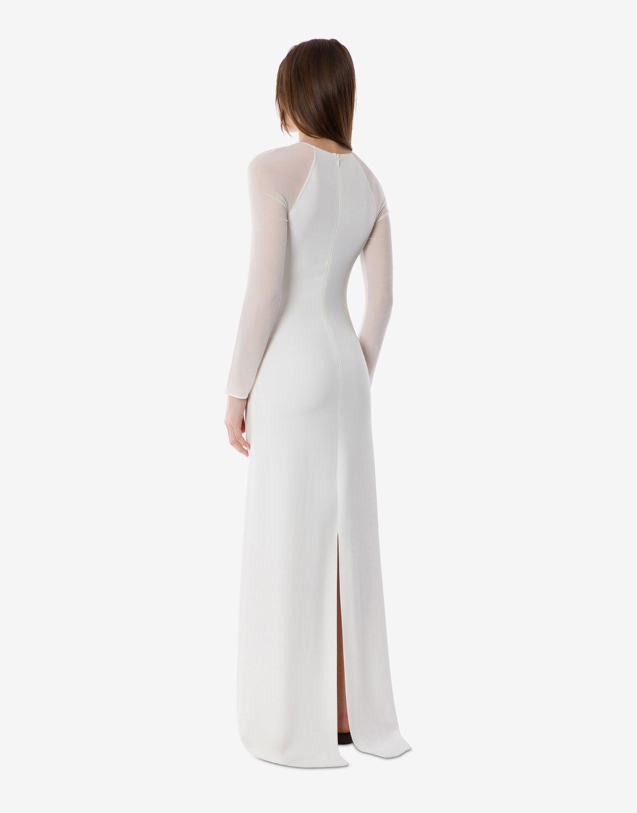Fitted maxi dress with chiffon sleeves White Alberta Ferretti Boutique Online 2