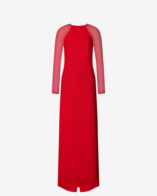 Fitted maxi dress with chiffon sleeves Red Alberta Ferretti Boutique Online 0