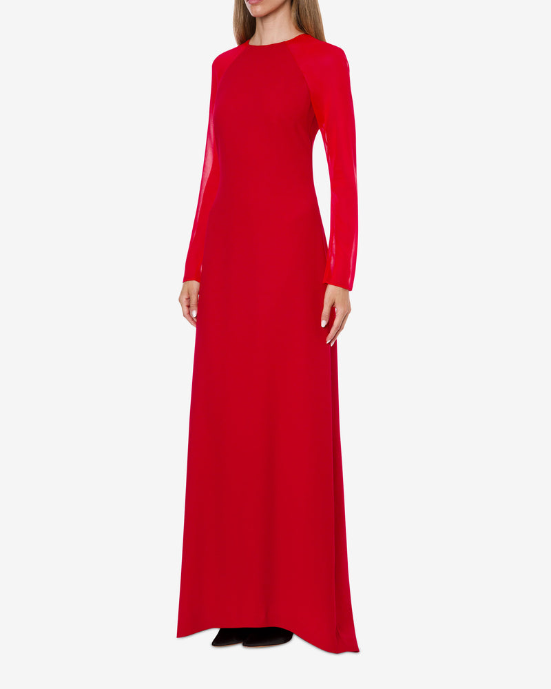 Fitted maxi dress with chiffon sleeves Red Alberta Ferretti Boutique Online 1