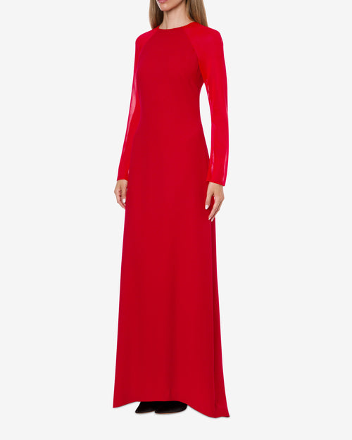 Fitted maxi dress with chiffon sleeves Red Alberta Ferretti Boutique Online 1