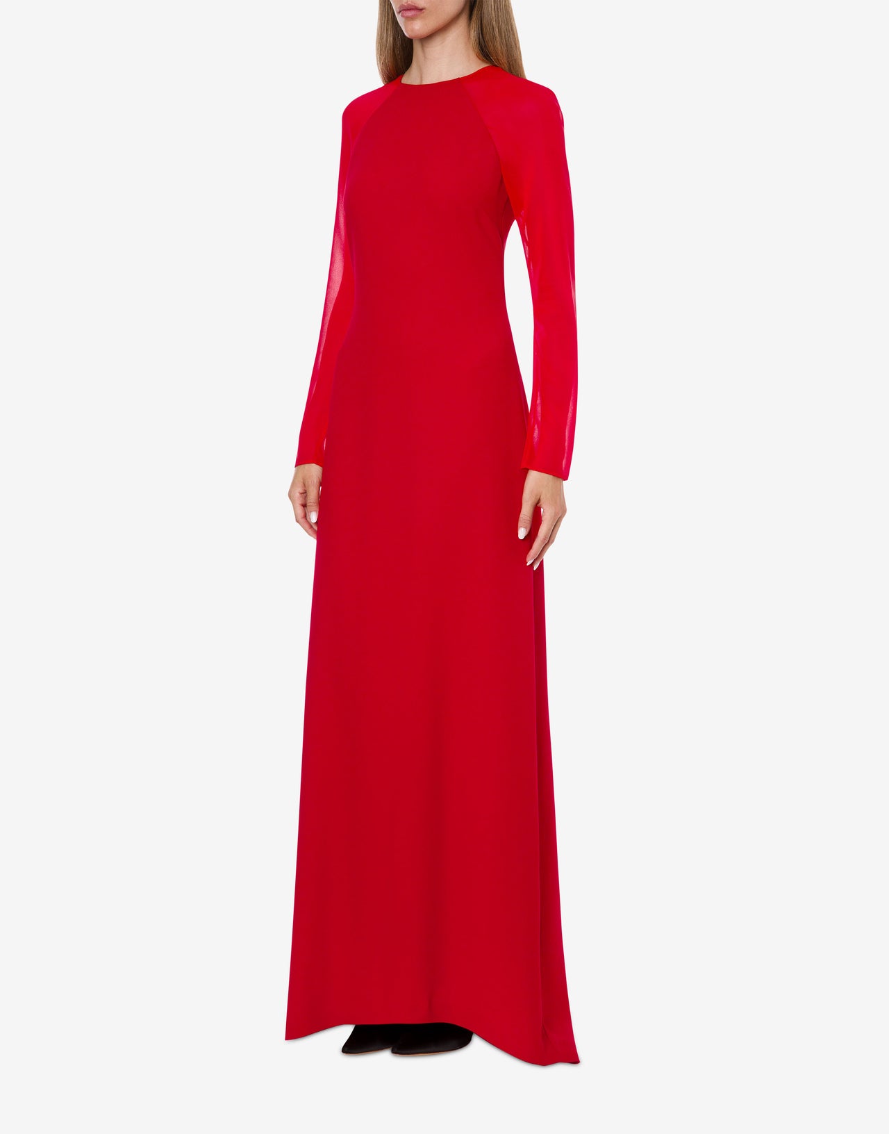 Fitted maxi dress with chiffon sleeves Red Alberta Ferretti Boutique Online 2