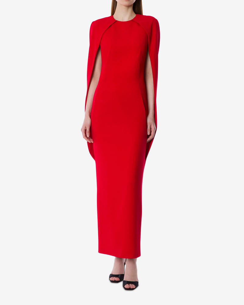 Stretch cady cape dress Red Alberta Ferretti Boutique Online 1