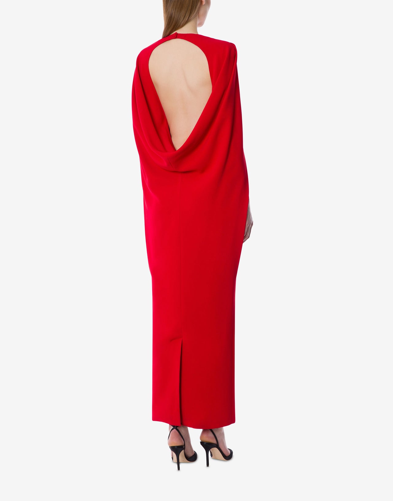 Abito a mantella in cady stretch Rosso Alberta Ferretti Boutique Online 3