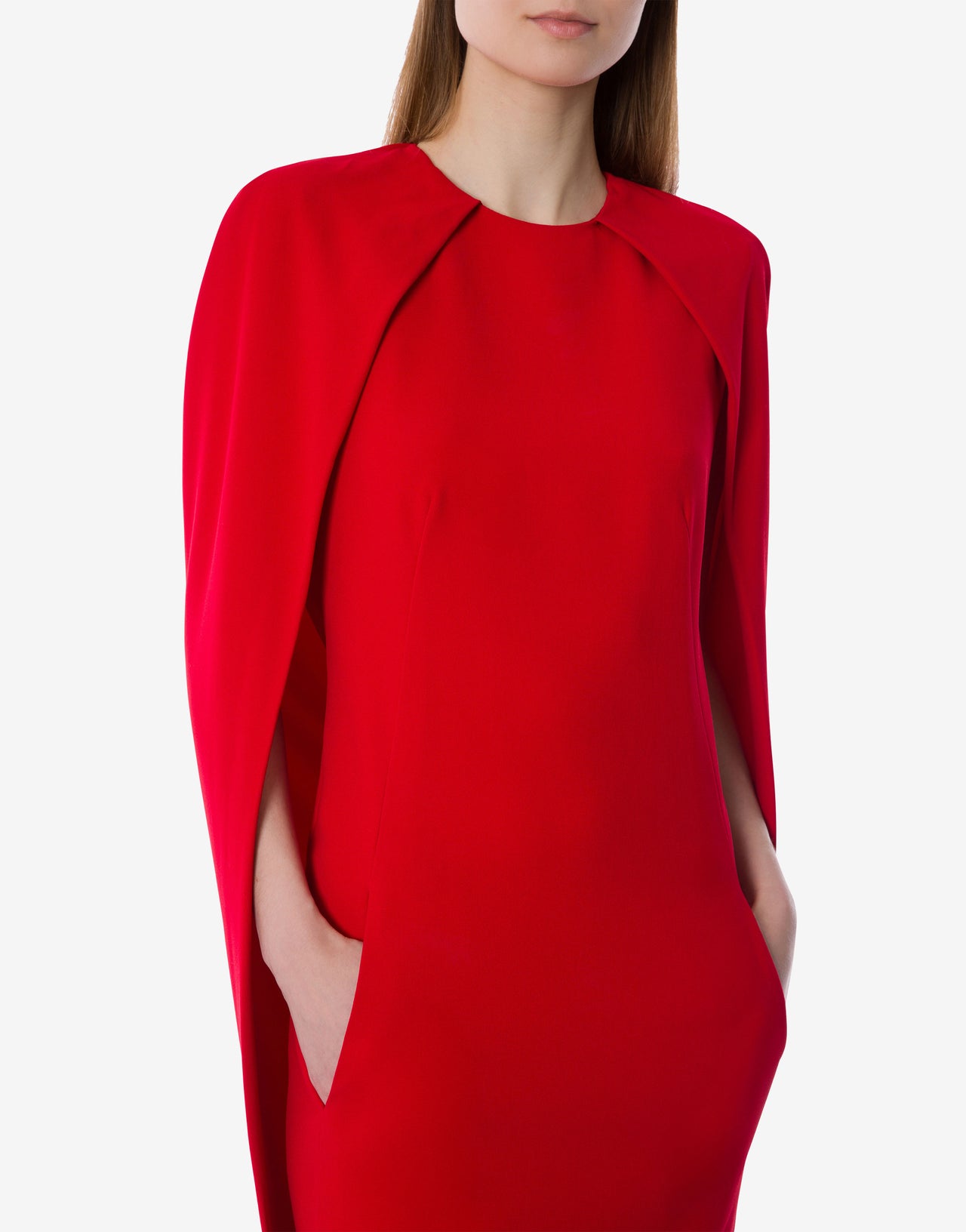 Abito a mantella in cady stretch Rosso Alberta Ferretti Boutique Online 4