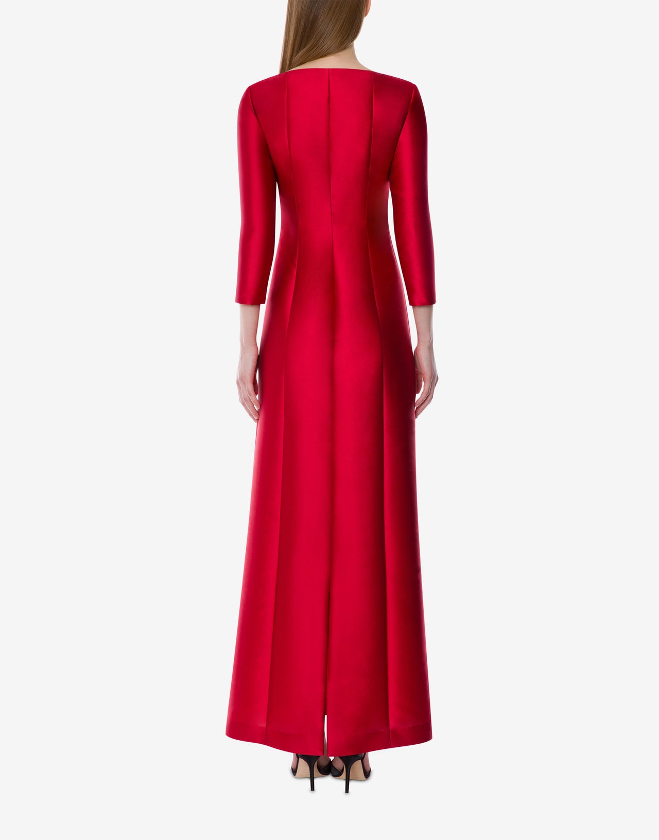 Robe du soir à manches longues en mikado Rouge Alberta Ferretti Boutique Online 3