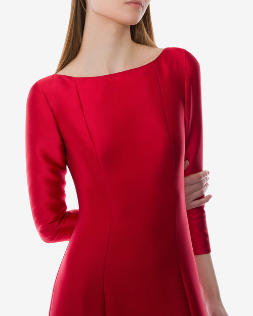 Long-sleeved mikado evening dress