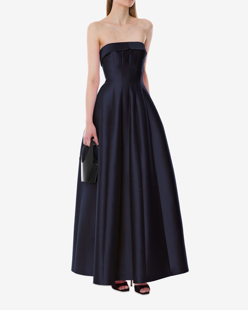 Sleeveless mikado evening dress Blue Alberta Ferretti Boutique Online 1