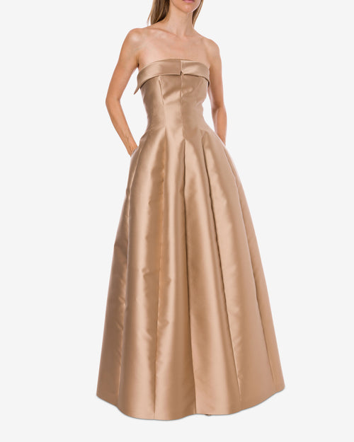 Sleeveless mikado evening dress Beige Alberta Ferretti Boutique Online 1