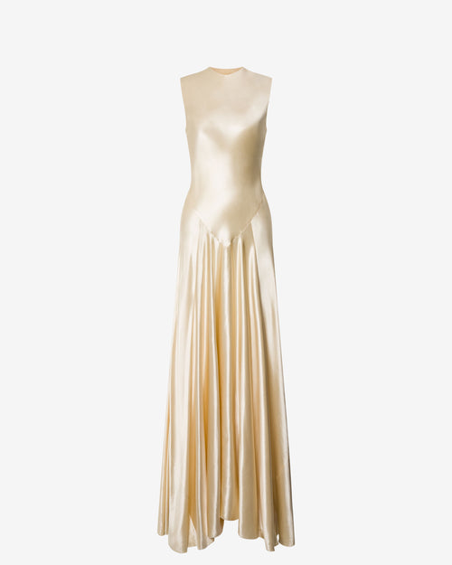 Long ivory dress in shiny satin Ivory Alberta Ferretti Boutique Online 0