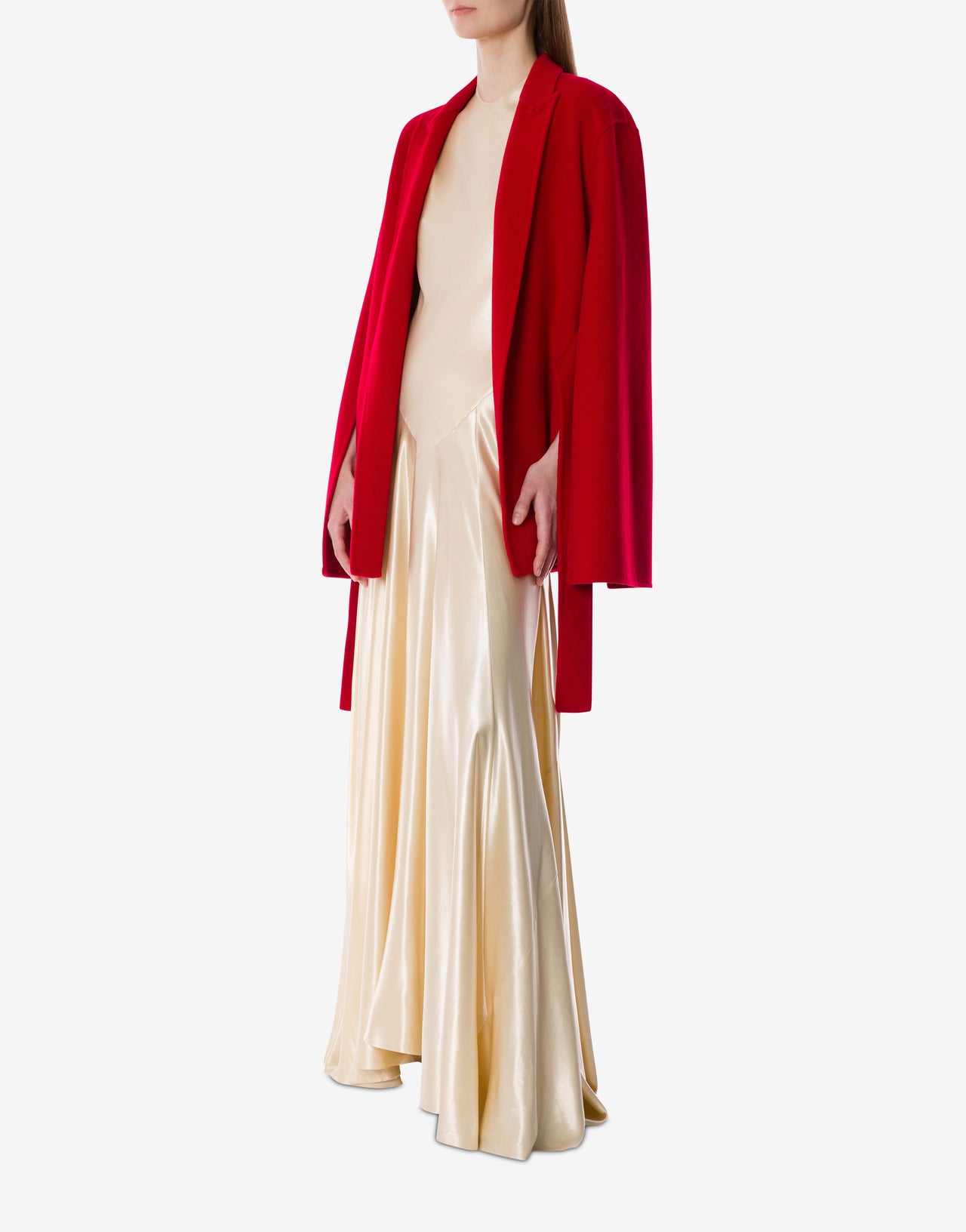 Vestido largo marfil de satén brillante Marfil Alberta Ferretti Boutique Online 2