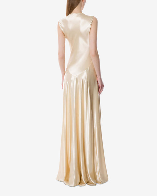 Long ivory dress in shiny satin