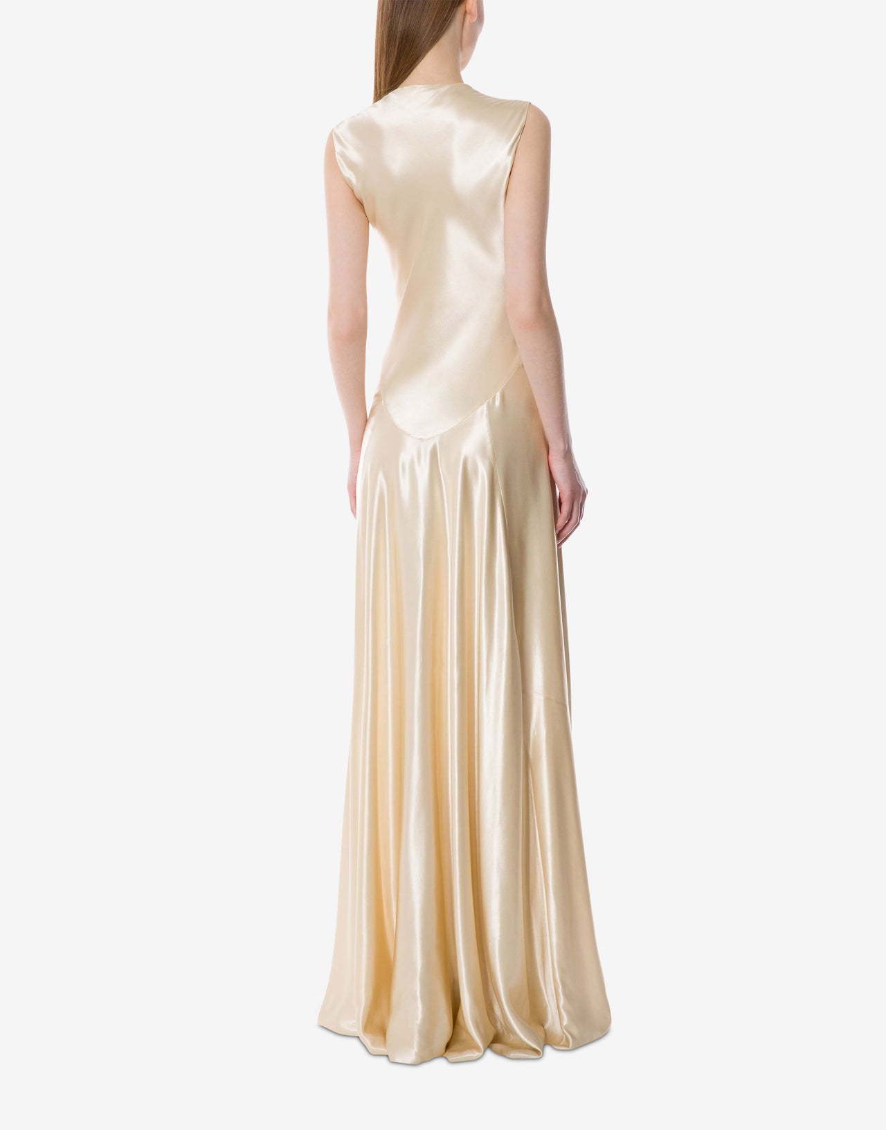 Vestido largo marfil de satén brillante Marfil Alberta Ferretti Boutique Online 3