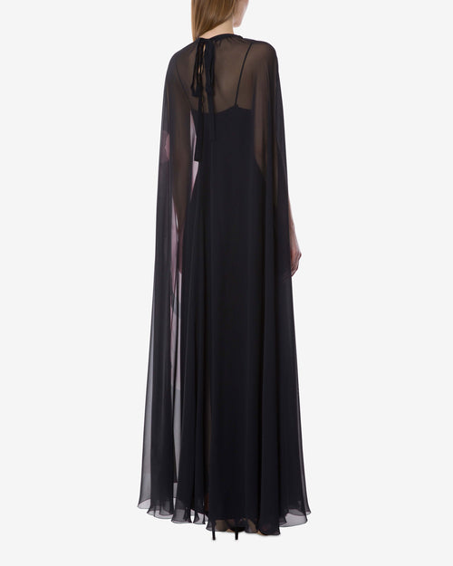 Long silk dress with orchid print