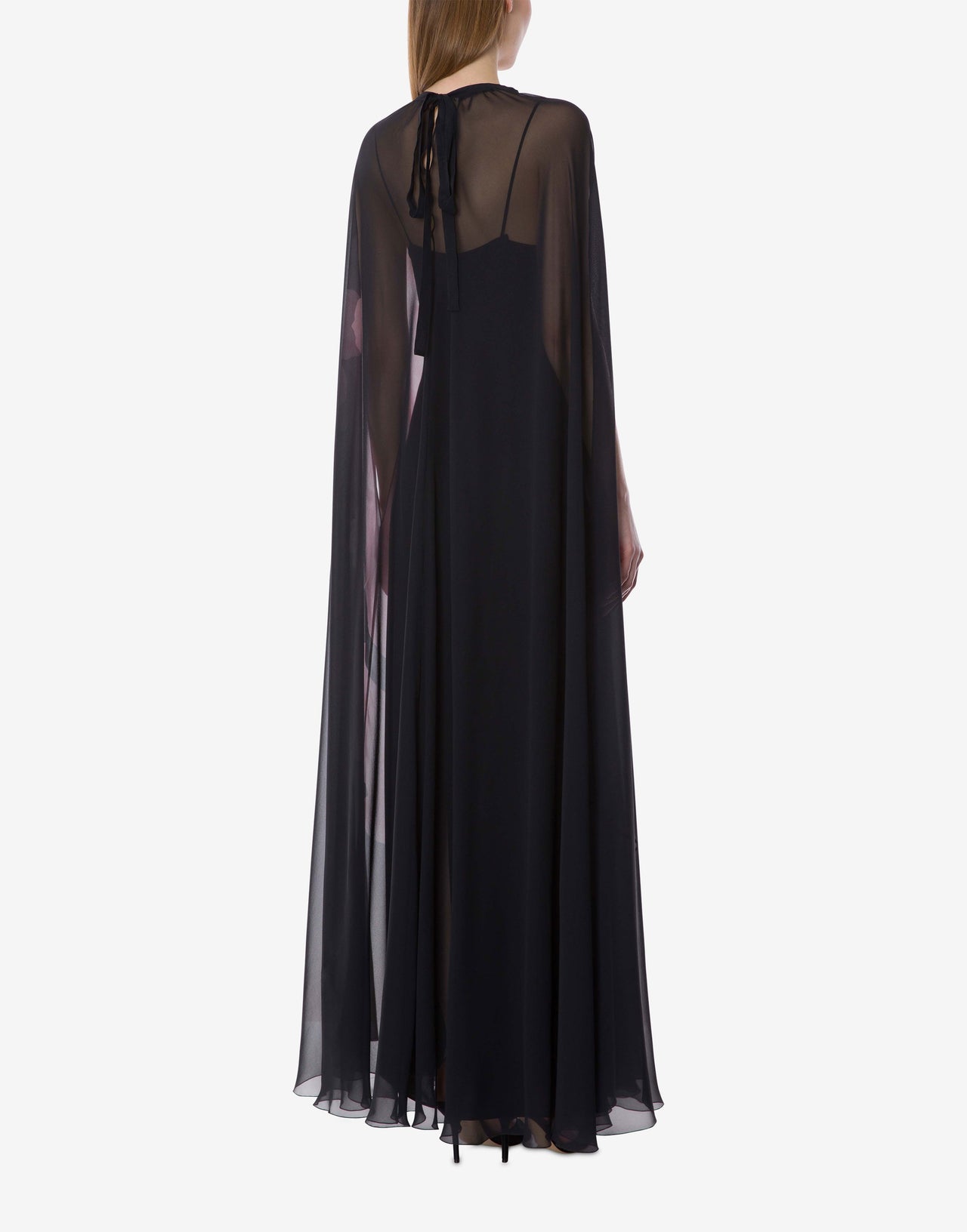 Robe longue en soie avec imprimé orchidée Noir Alberta Ferretti Boutique Online 3