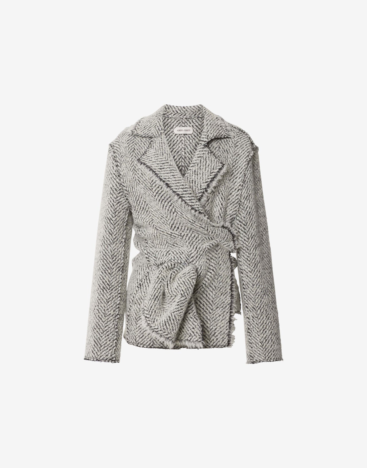 Giacca a portafoglio a spina di pesce Grigio Alberta Ferretti Boutique Online 1