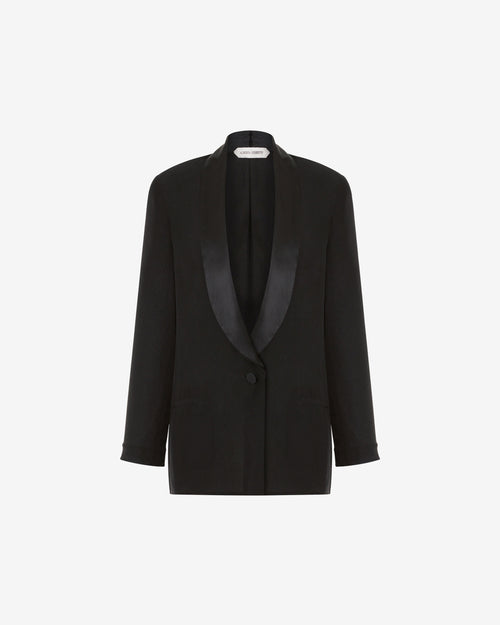 Contrast collar georgette evening jacket
