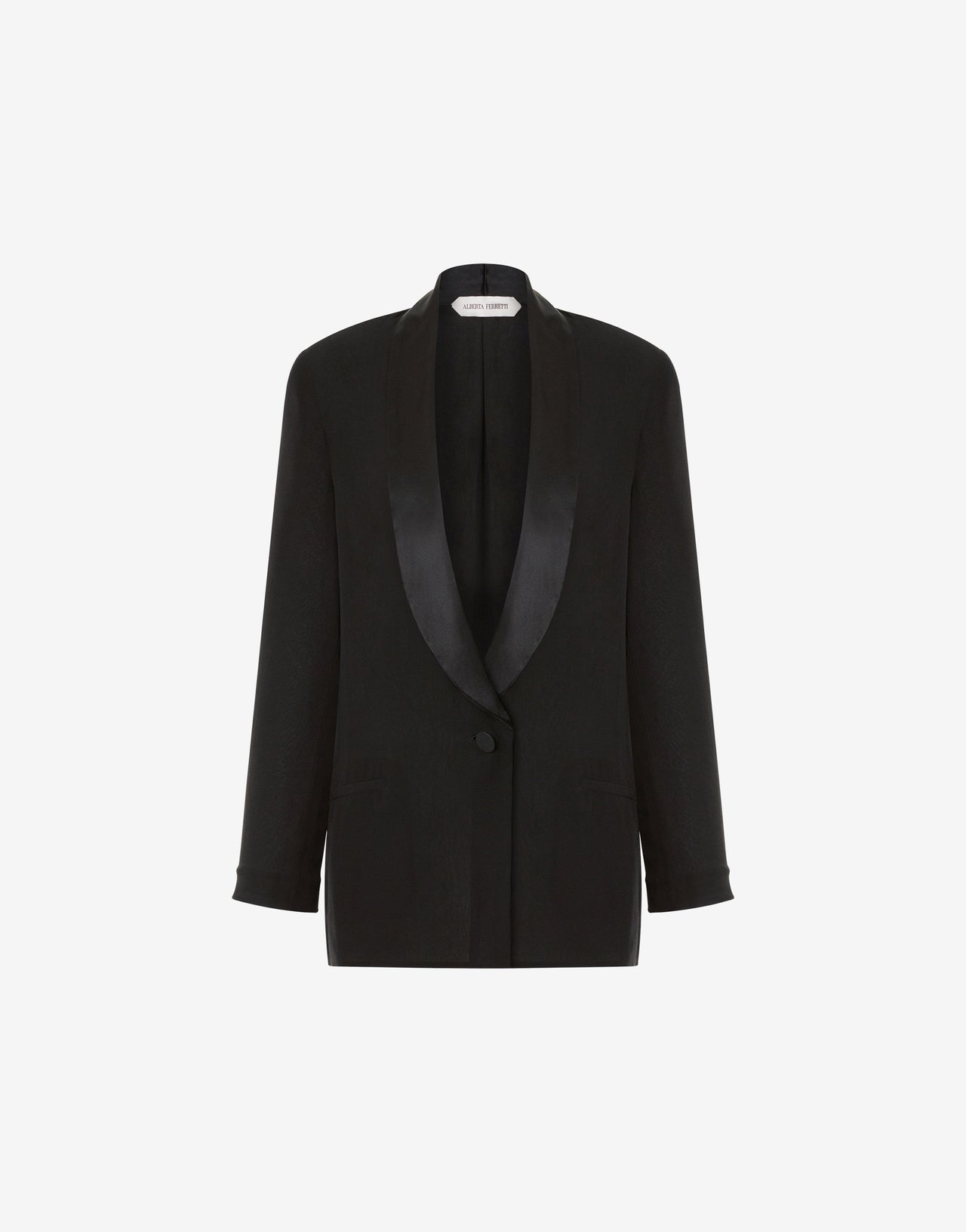Contrast collar georgette evening jacket Black Alberta Ferretti Boutique Online 4