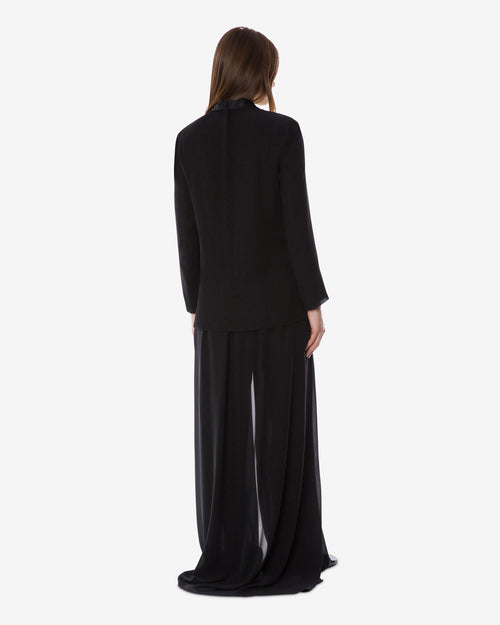 Contrast collar georgette evening jacket Black Alberta Ferretti Boutique Online 1