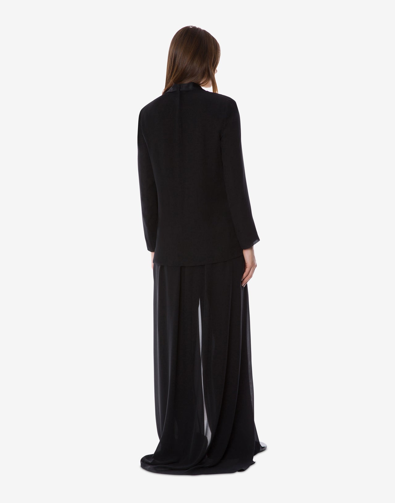 Contrast collar georgette evening jacket Black Alberta Ferretti Boutique Online 2