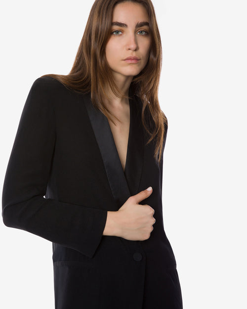 Contrast collar georgette evening jacket