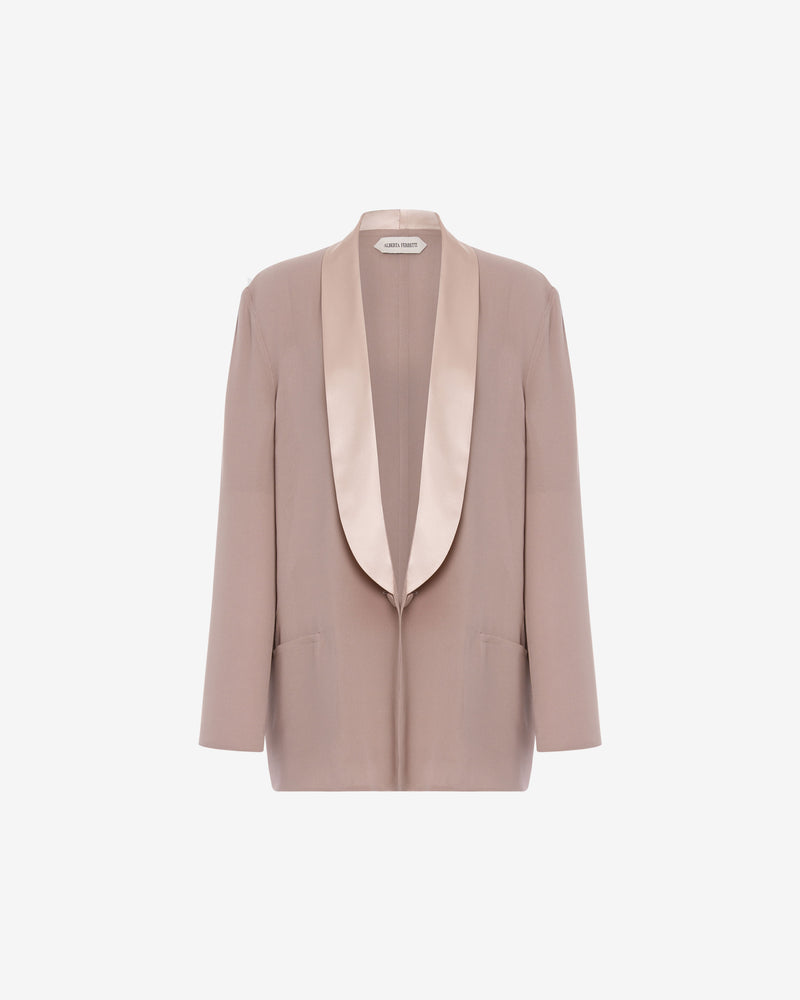 Contrast collar georgette evening jacket Pink Alberta Ferretti Boutique Online 0