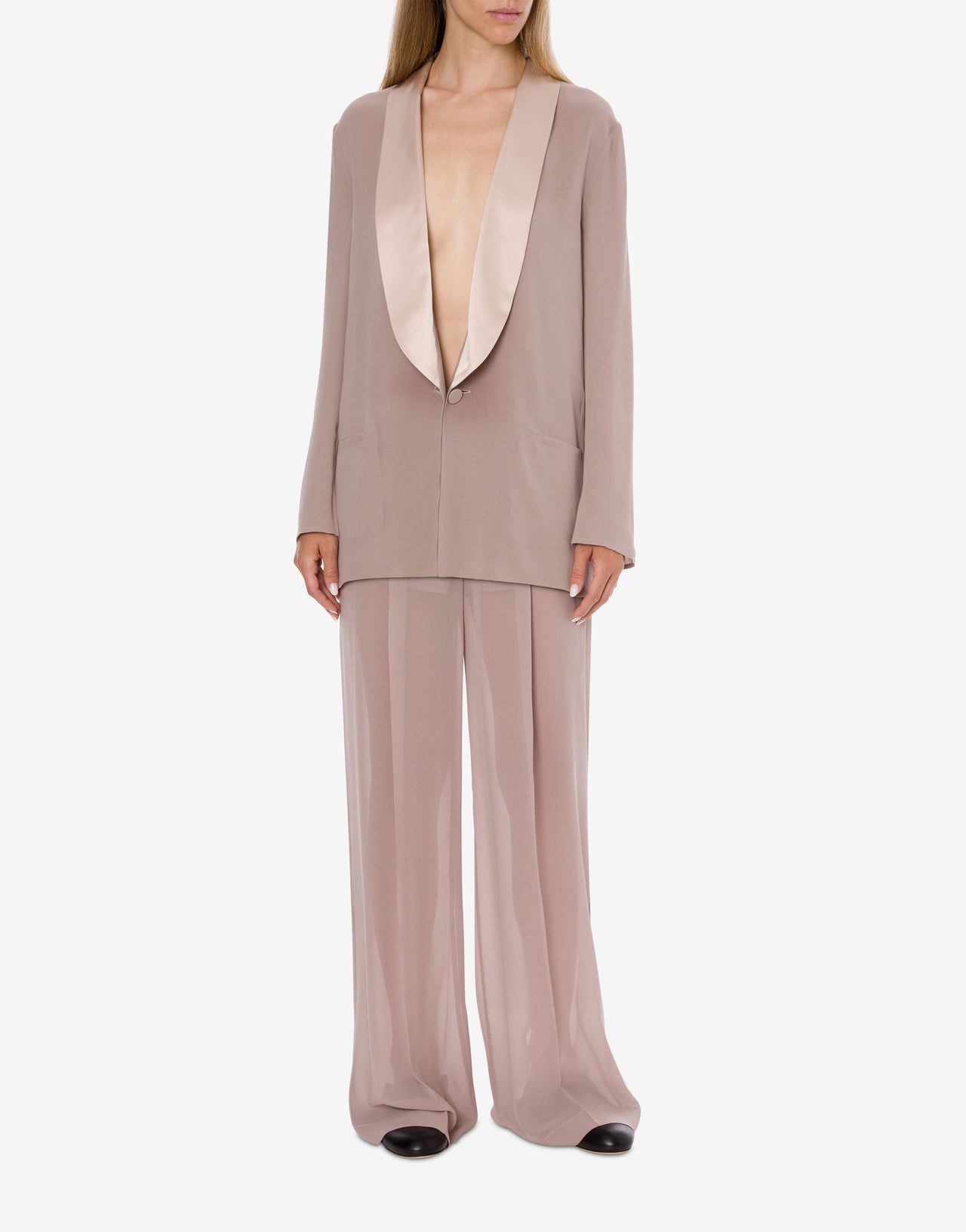 Contrast collar georgette evening jacket Pink Alberta Ferretti Boutique Online 2